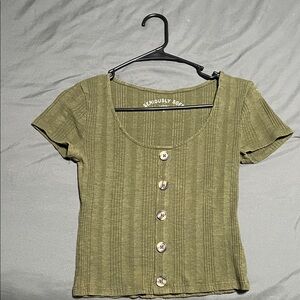 Aeropostale Olive Button-Up Women's Blouse